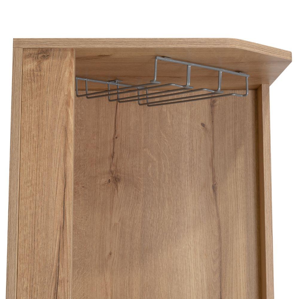 Bar Esquinero Sharon, Café Claro, con Espacio Superior Para Almacenar Copas de Vino - VIRTUAL MUEBLES