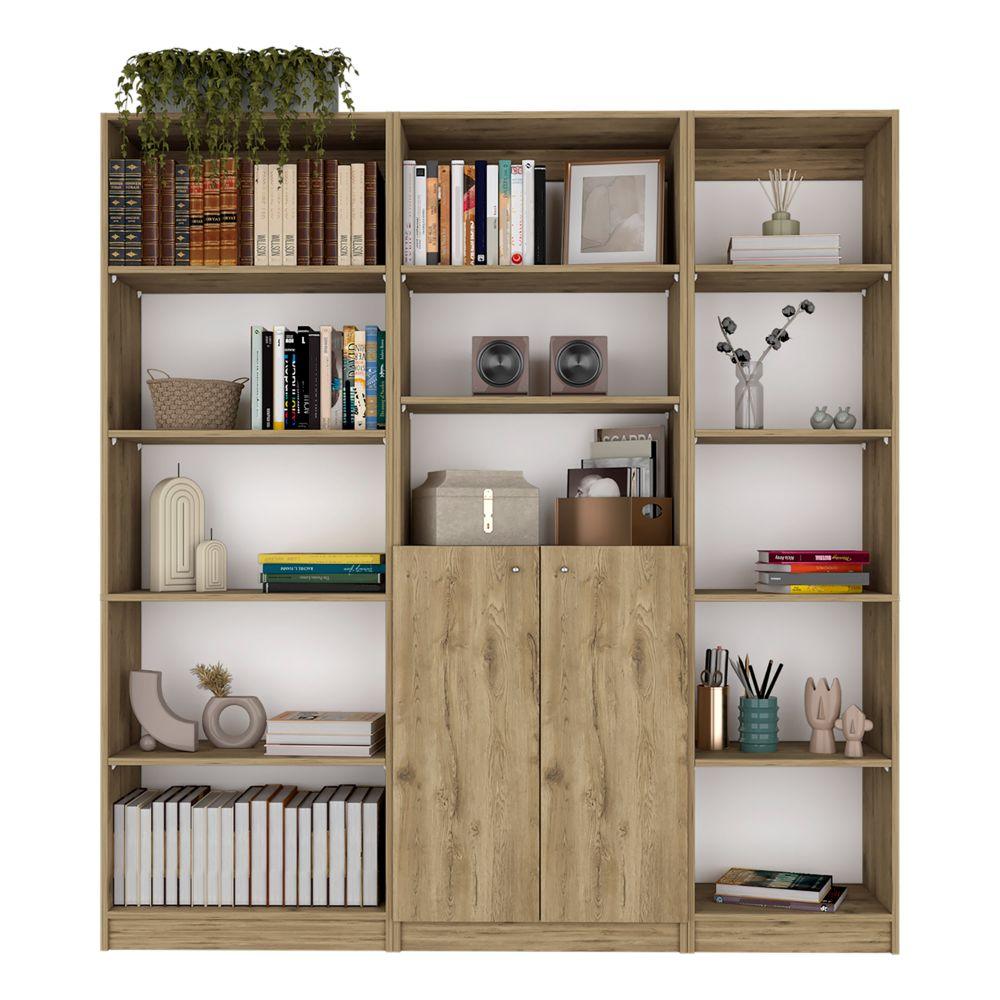 Combo de Bibliotecas Home Eco, Macadamia Incluye Tres Bibliotecas - VIRTUAL MUEBLES