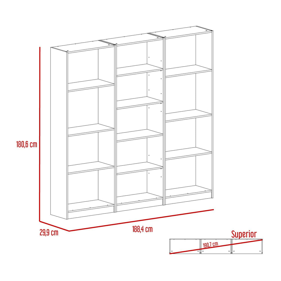 Combo de Bibliotecas Home, Wengue Incluye Tres Bibliotecas sin puertas - VIRTUAL MUEBLES