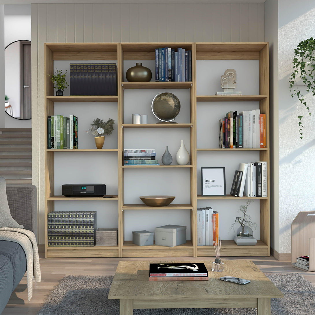 Combo de Bibliotecas Home, Macadamia Incluye Tres Bibliotecas sin puertas - VIRTUAL MUEBLES