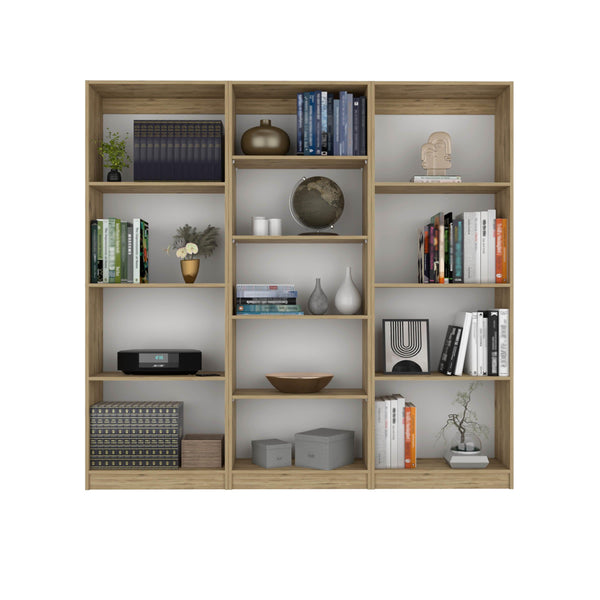Combo de Bibliotecas Home, Macadamia Incluye Tres Bibliotecas sin puertas - VIRTUAL MUEBLES