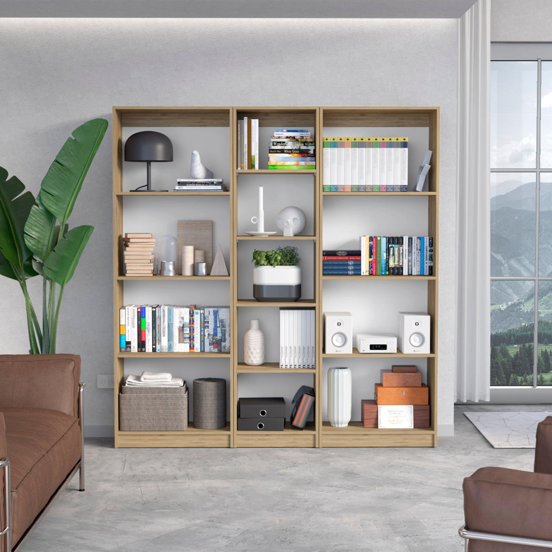 Combo de Bibliotecas Home, Macadamia Incluye Tres Bibliotecas sin puertas - VIRTUAL MUEBLES