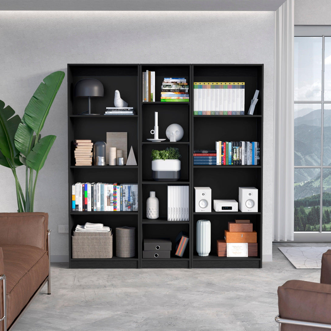 Combo de Bibliotecas Home, Wengue Incluye Tres Bibliotecas sin puertas - VIRTUAL MUEBLES