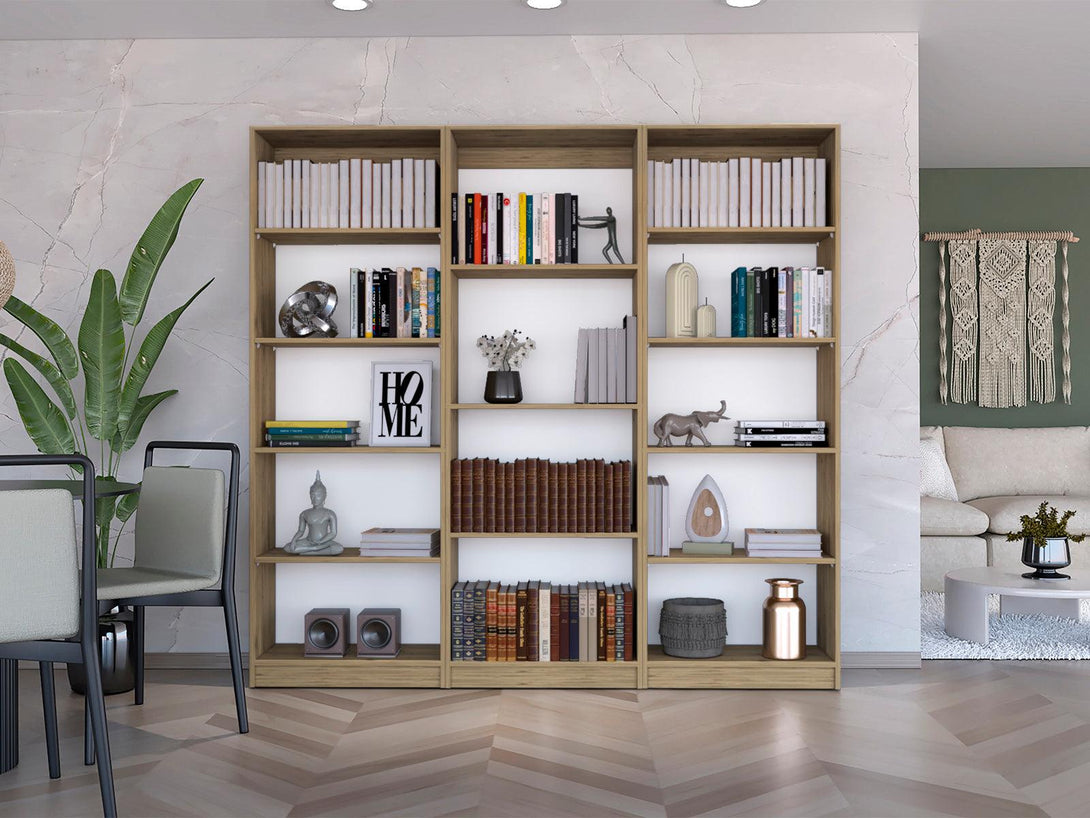 Combo de Bibliotecas Home, Macadamia Incluye Tres Bibliotecas - VIRTUAL MUEBLES