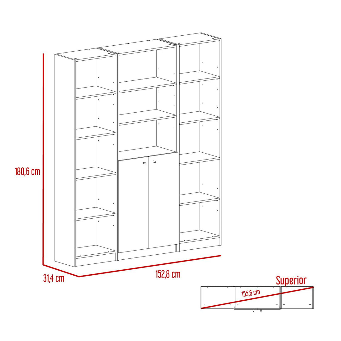 Combo de Bibliotecas Home, Macadamia Incluye Tres Bibliotecas - VIRTUAL MUEBLES