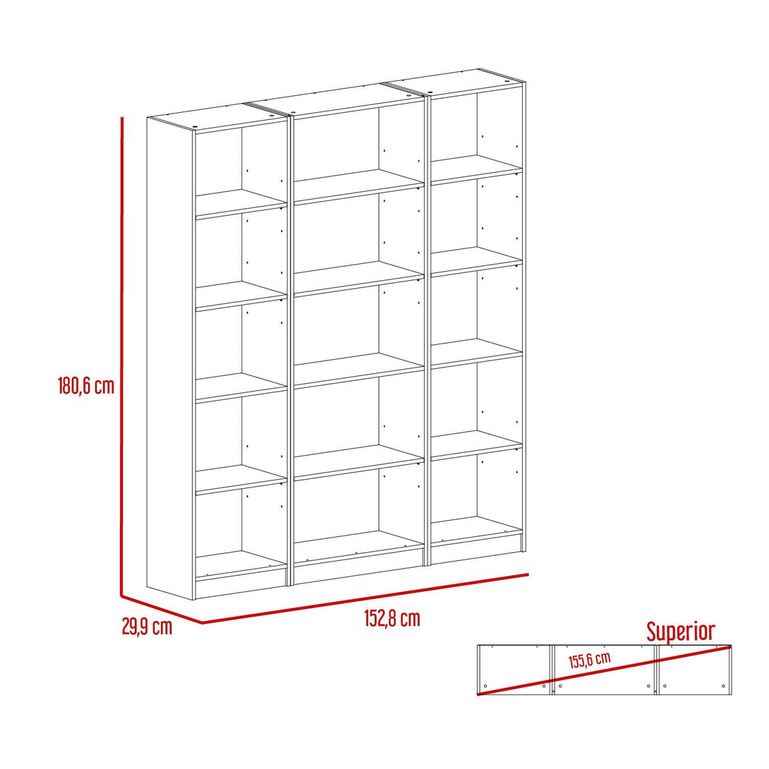Combo de Bibliotecas Home, Macadamia Incluye Tres Bibliotecas - VIRTUAL MUEBLES