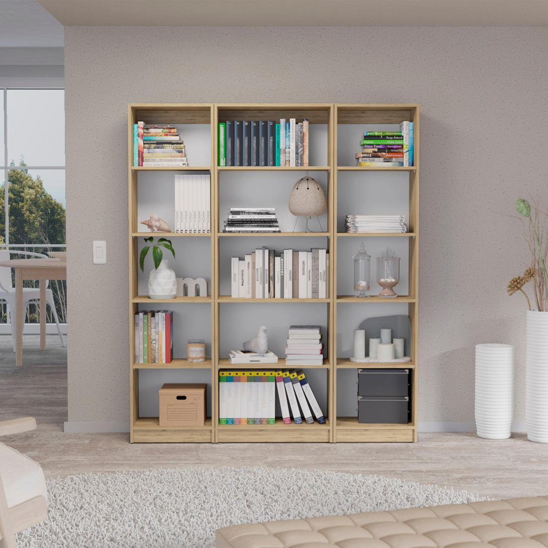 Combo de Bibliotecas Home, Macadamia Incluye Tres Bibliotecas - VIRTUAL MUEBLES