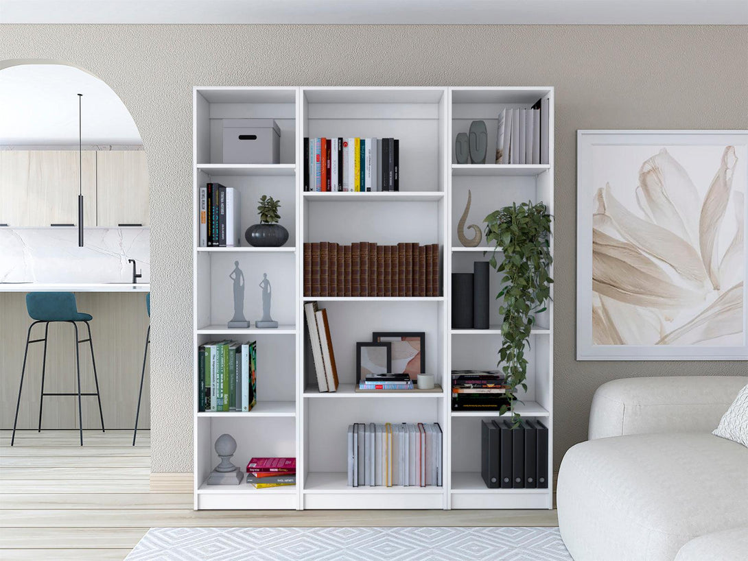 Combo de Bibliotecas Home, Blanco Incluye Tres Bibliotecas - VIRTUAL MUEBLES