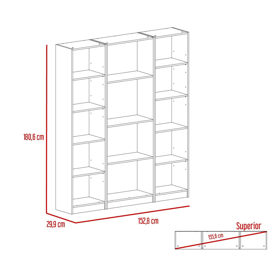 Combo de Bibliotecas Home, Wengué Incluye Tres Bibliotecas - VIRTUAL MUEBLES