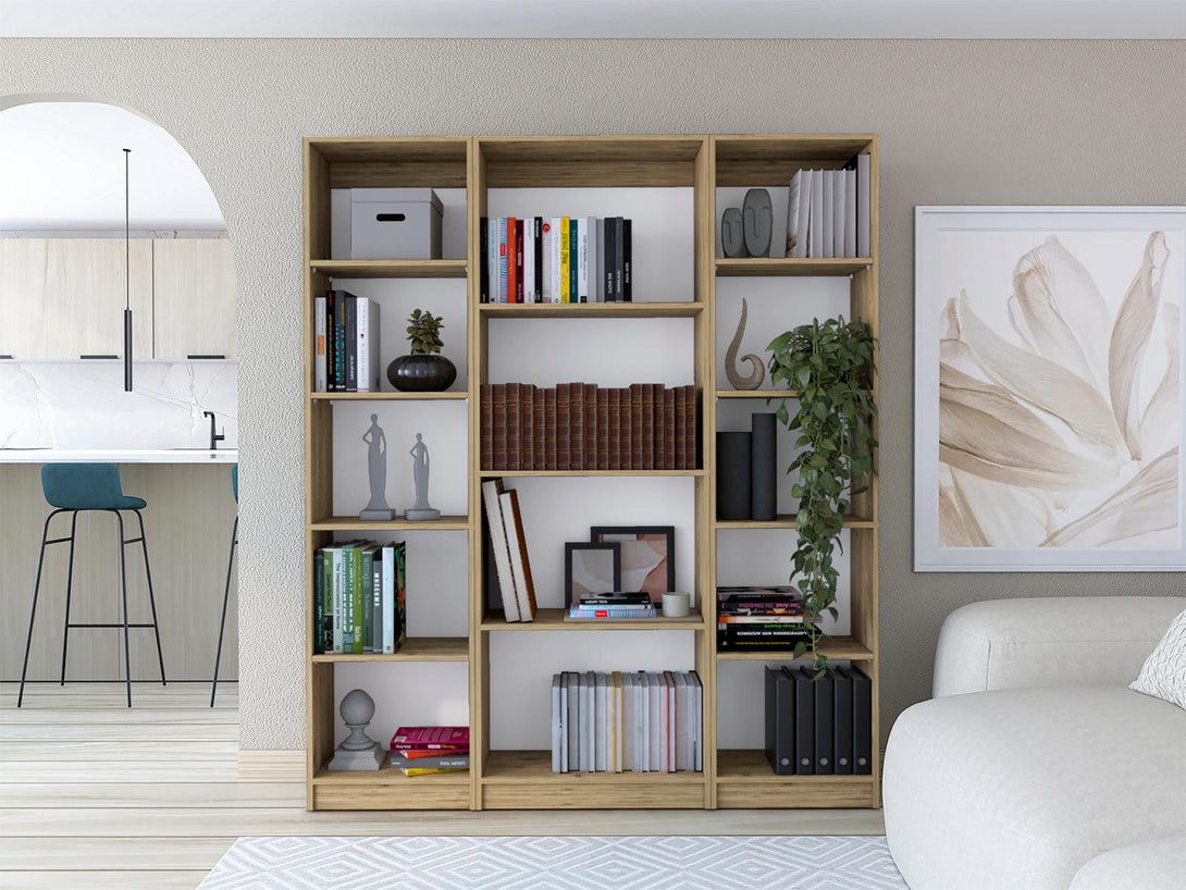 Combo de Bibliotecas Home, Macadamia Incluye Tres Bibliotecas - VIRTUAL MUEBLES