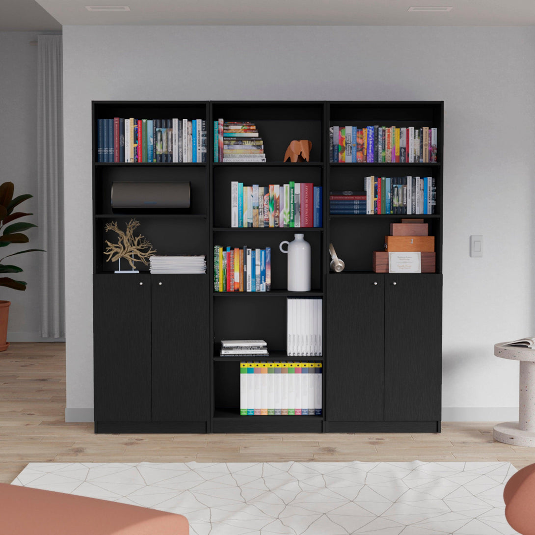 Combo de Bibliotecas Home, Wengue Incluye Tres Bibliotecas - VIRTUAL MUEBLES