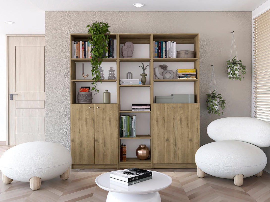 Combo de Bibliotecas Home, Macadamia, Incluye Tres Bibliotecas - VIRTUAL MUEBLES