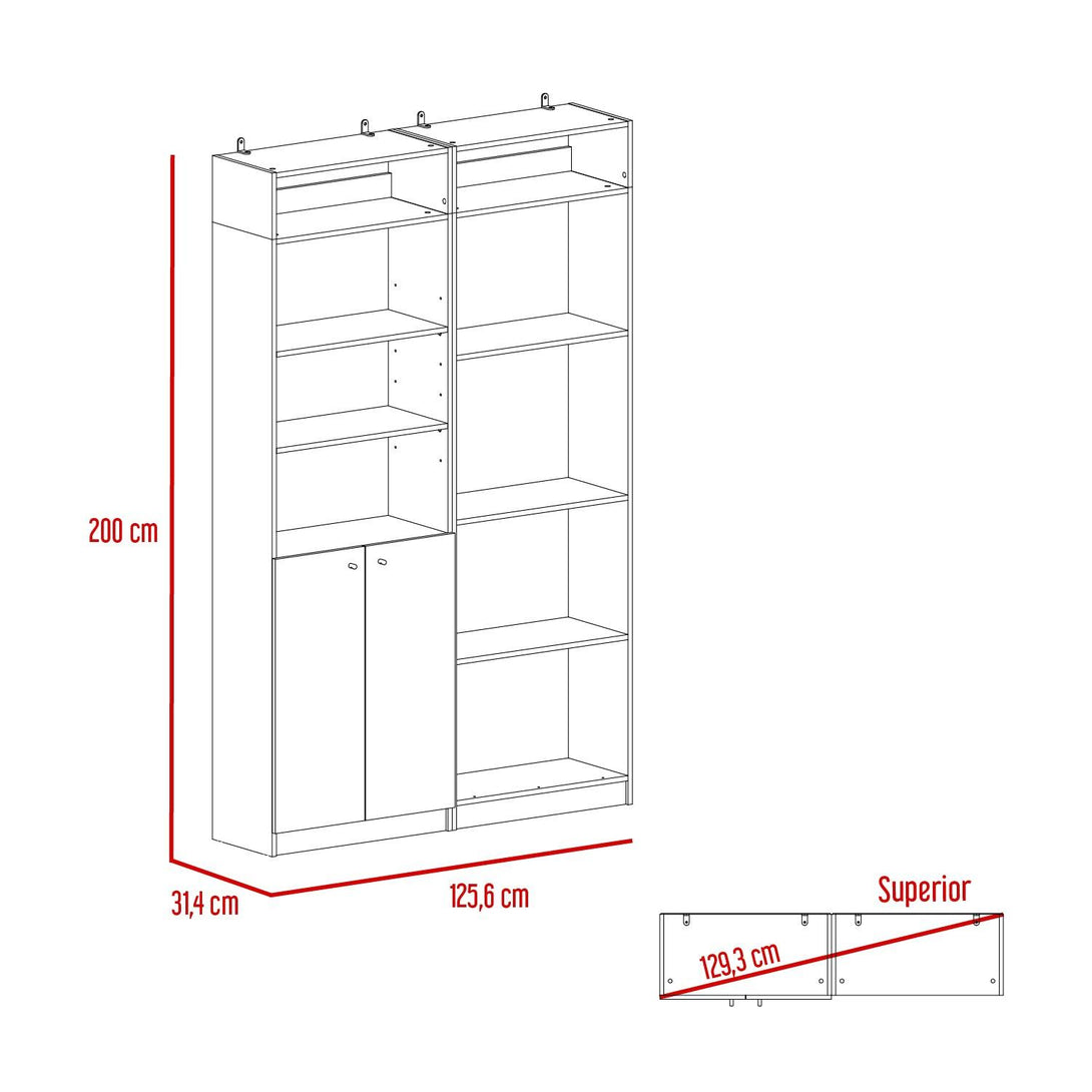 Combo de Bibliotecas Home, Blanco, Incluye Dos Bibliotecas y Dos complementos - VIRTUAL MUEBLES