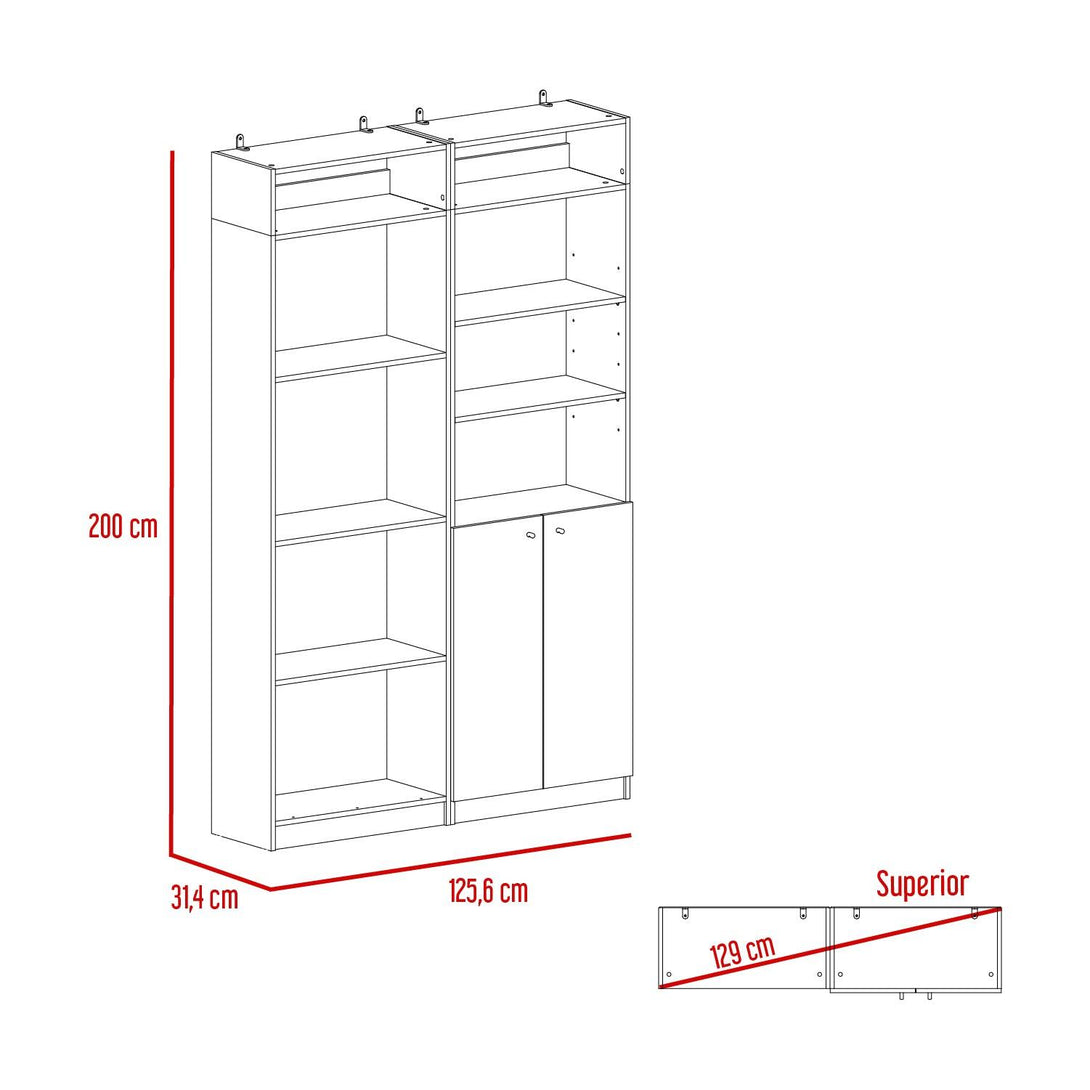 Combo de Bibliotecas Home, Blanco, Incluye Dos Bibliotecas y Dos Complementos - VIRTUAL MUEBLES