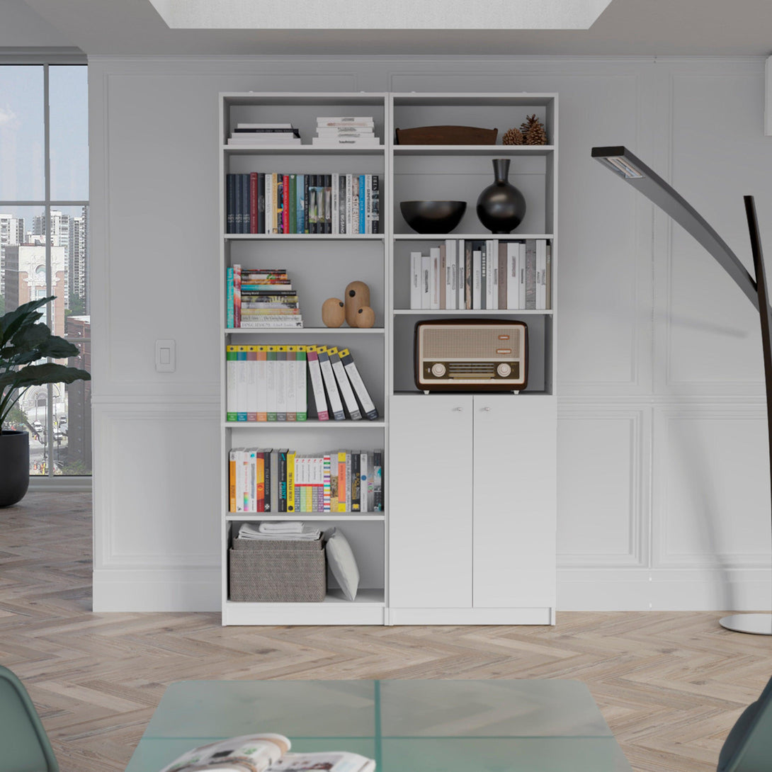 Combo de Bibliotecas Home, Blanco, Incluye Dos Bibliotecas y Dos Complementos - VIRTUAL MUEBLES