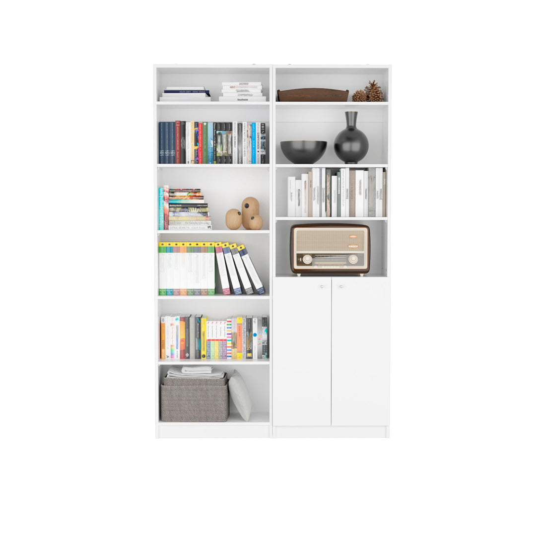Combo de Bibliotecas Home, Blanco, Incluye Dos Bibliotecas y Dos Complementos - VIRTUAL MUEBLES