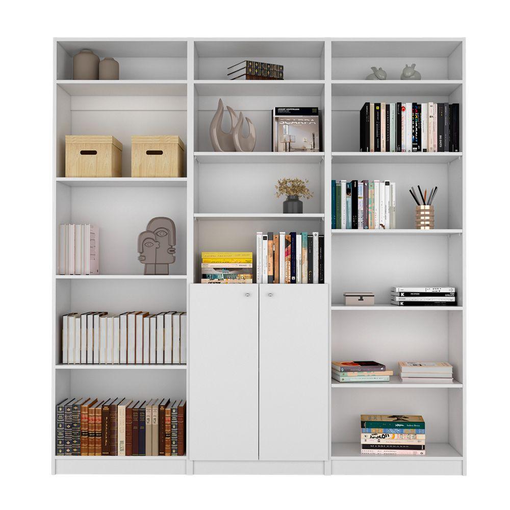 Combo de Bibliotecas Home, Blanco Incluye Tres Bibliotecas y Tres Complementos - VIRTUAL MUEBLES