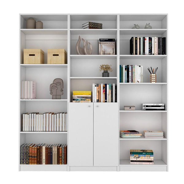 Combo de Bibliotecas Home, Blanco Incluye Tres Bibliotecas y Tres Complementos - VIRTUAL MUEBLES