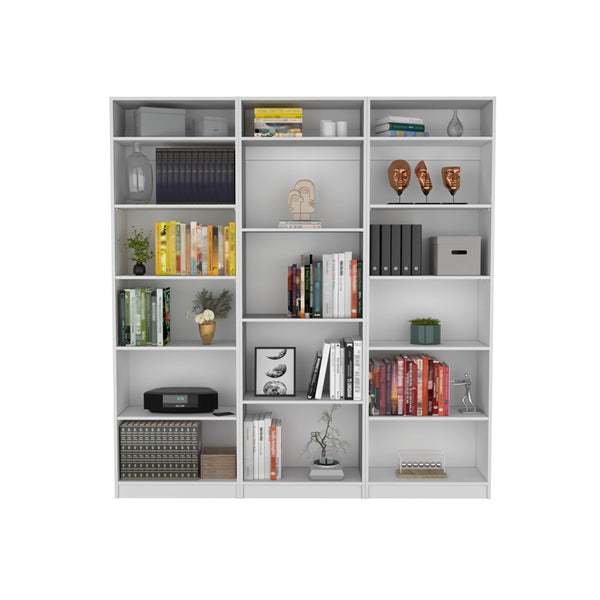 Combo de Bibliotecas Home, Blanco Incluye Tres Bibliotecas sin puertas y Tres Complementos - VIRTUAL MUEBLES