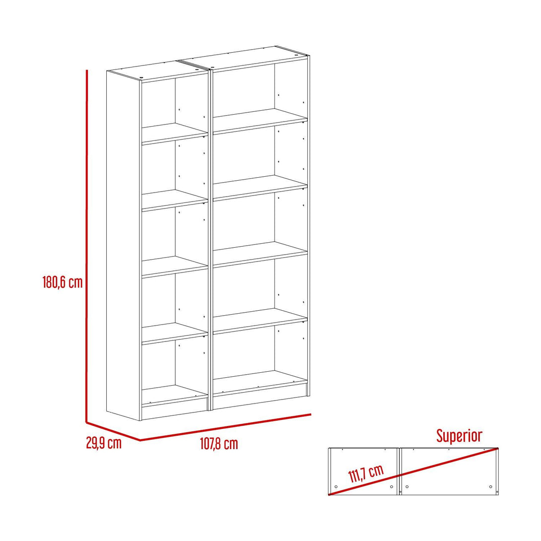 Combo de Bibliotecas Home, Macadamia, Incluye Dos Bibliotecas sin puerta - VIRTUAL MUEBLES