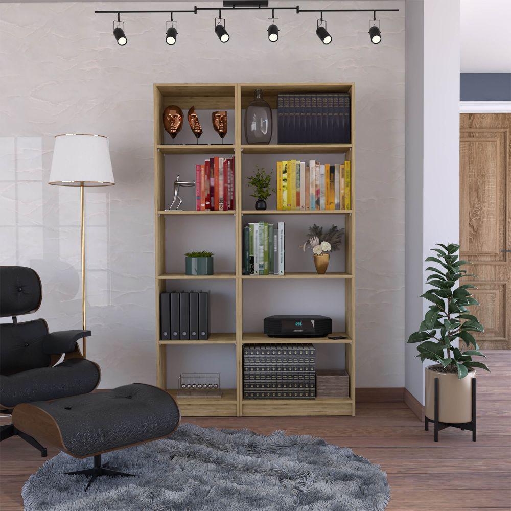 Combo de Bibliotecas Home, Macadamia, Incluye Dos Bibliotecas sin puerta - VIRTUAL MUEBLES