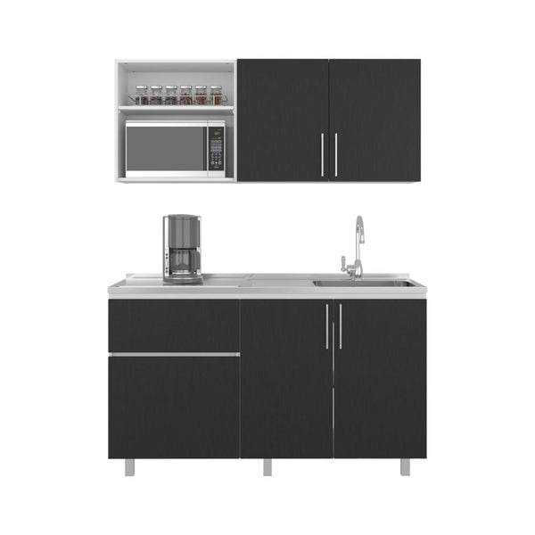 Cocina Integral Ailen, Blanco Duqueza y Wengue, Incluye Mesón Derecho ZF