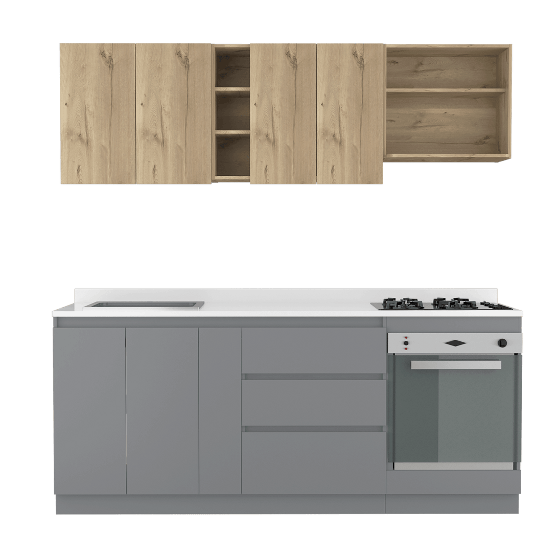 Cocina Integral Thilo color Café claro y Gris.