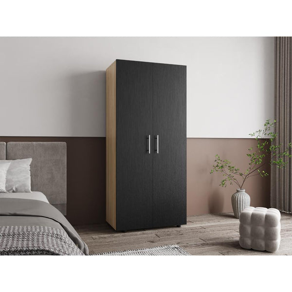 Closet Tera, Fresno Europeo y Wengue, Dos Puertas Abatibles y Dos Tubos Cromados