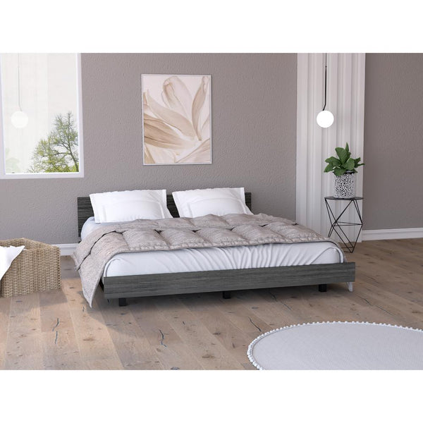 Cama Queen Wesley, Gris, con Patas Metálicas