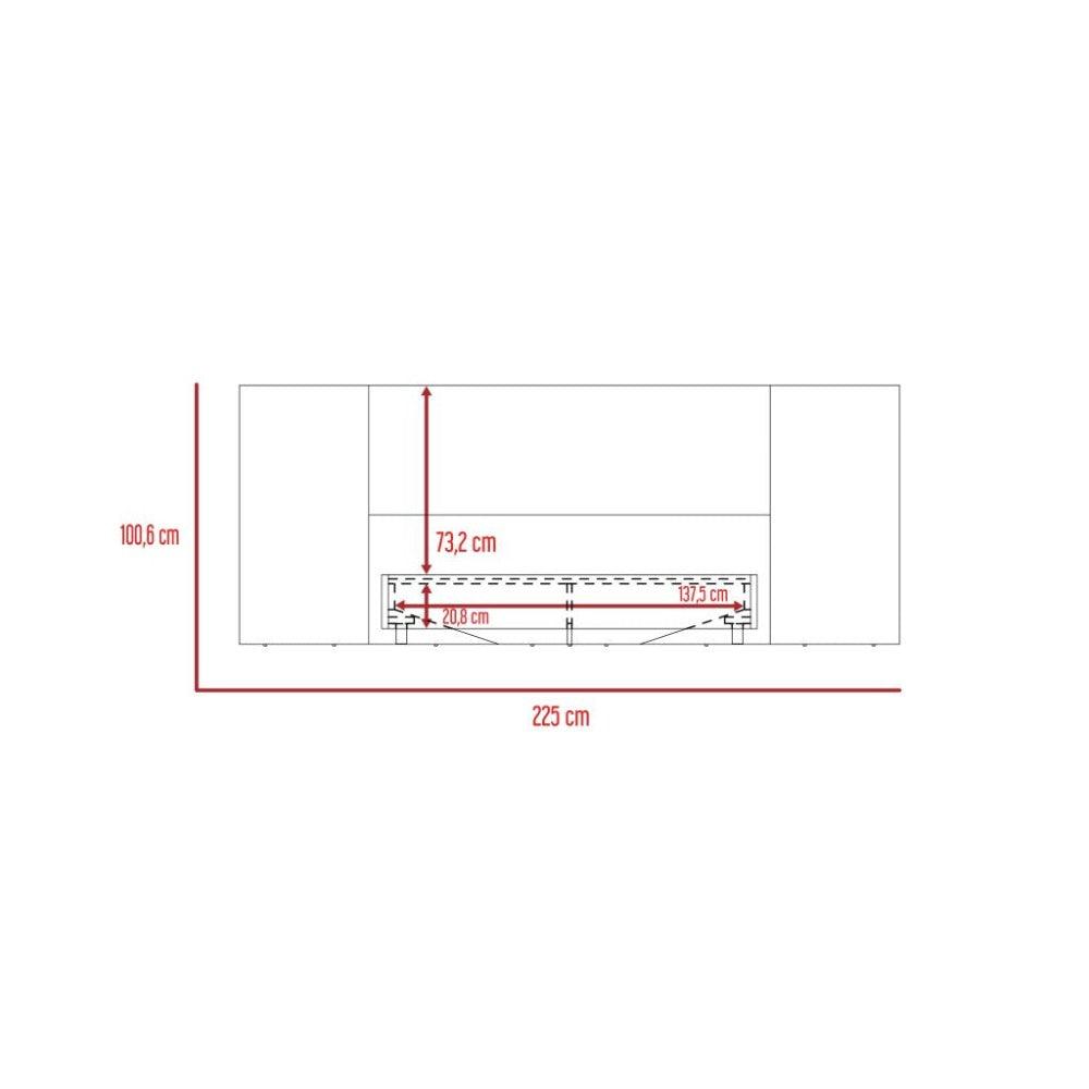 Cama Doble Nebrask color Miel y Blanco para Habitación.
