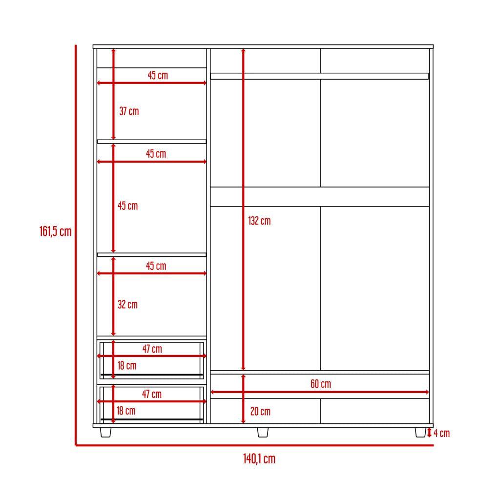 Closet Lara color Macadamia y Blanco para Habitación.