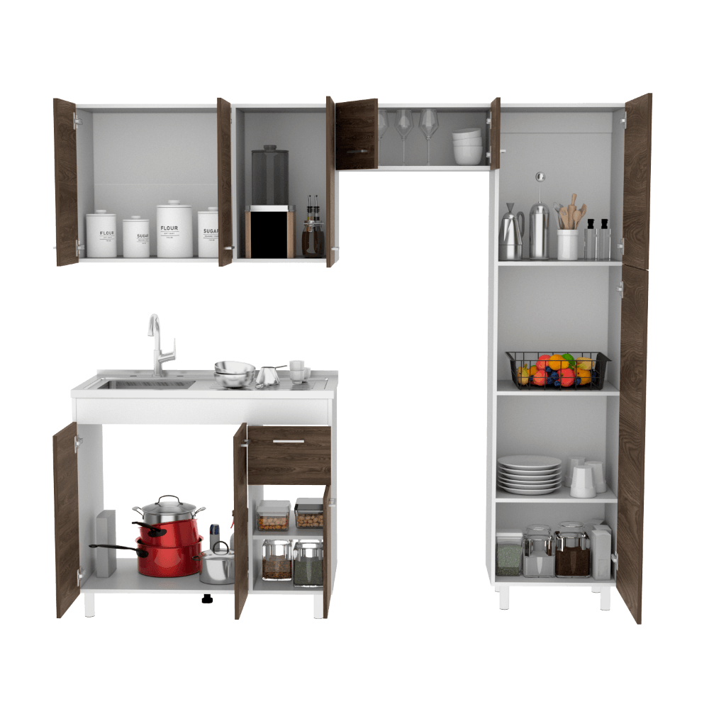 Cocina Integral Mercy color Chocolate y Blanco.