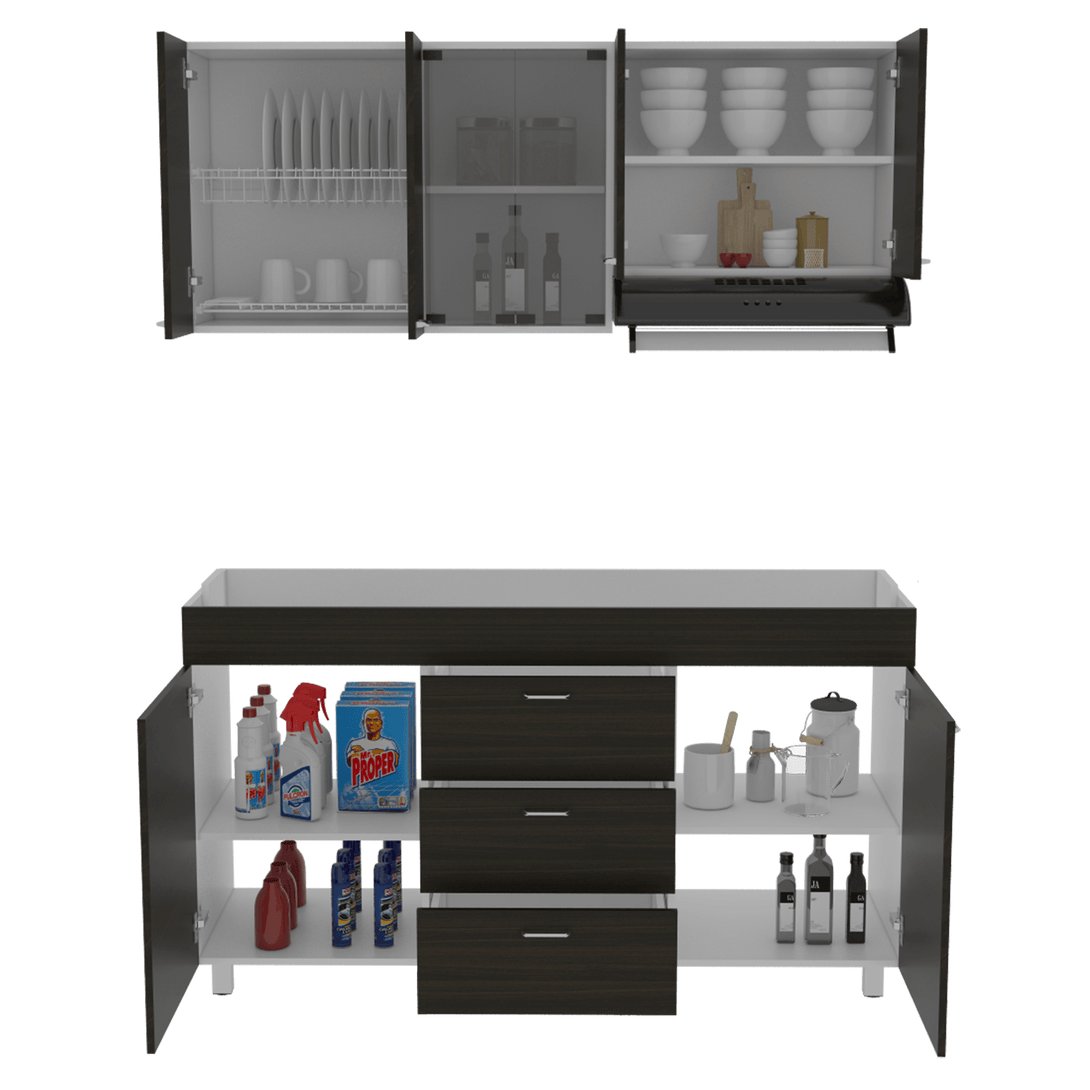 Cocina Integral Laurel color Wengue y Blanco.