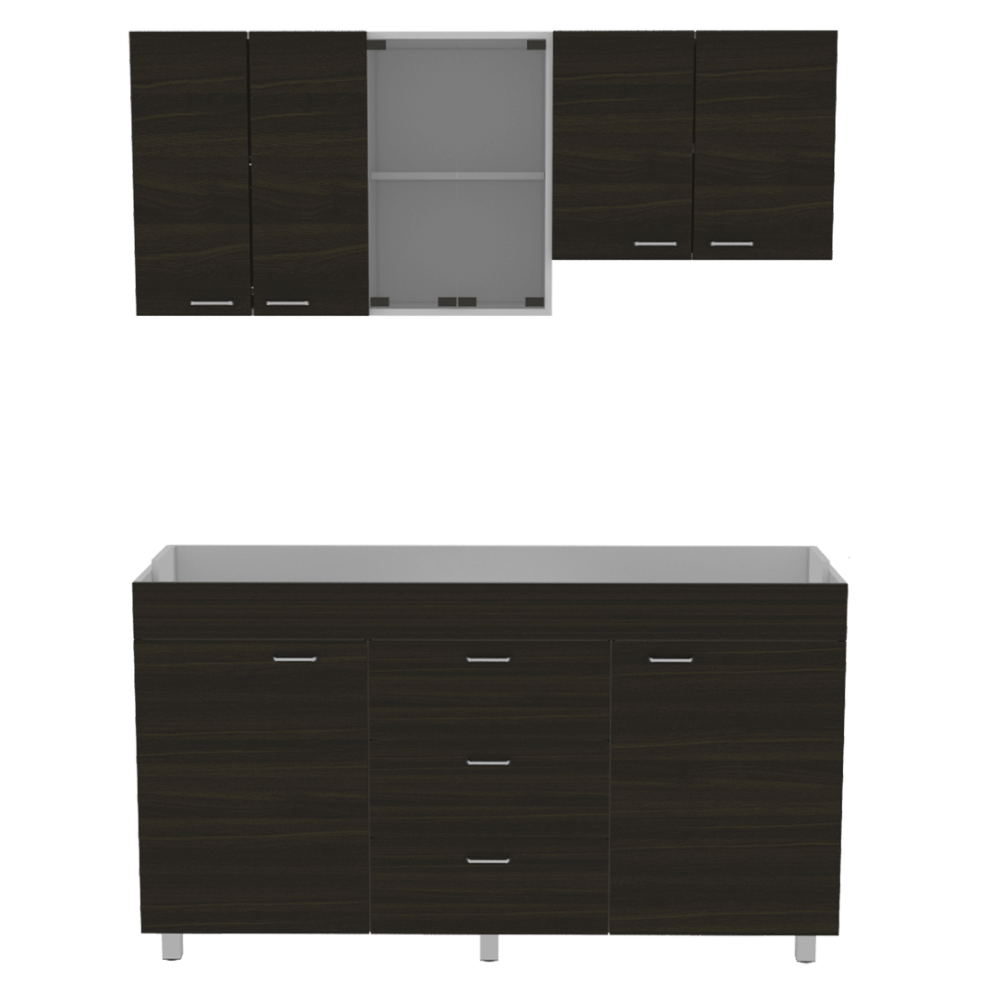 Cocina Integral Laurel color Wengue y Blanco.