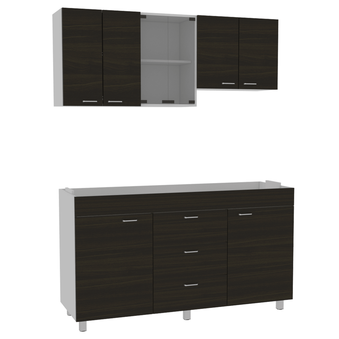 Cocina Integral Laurel color Wengue y Blanco.