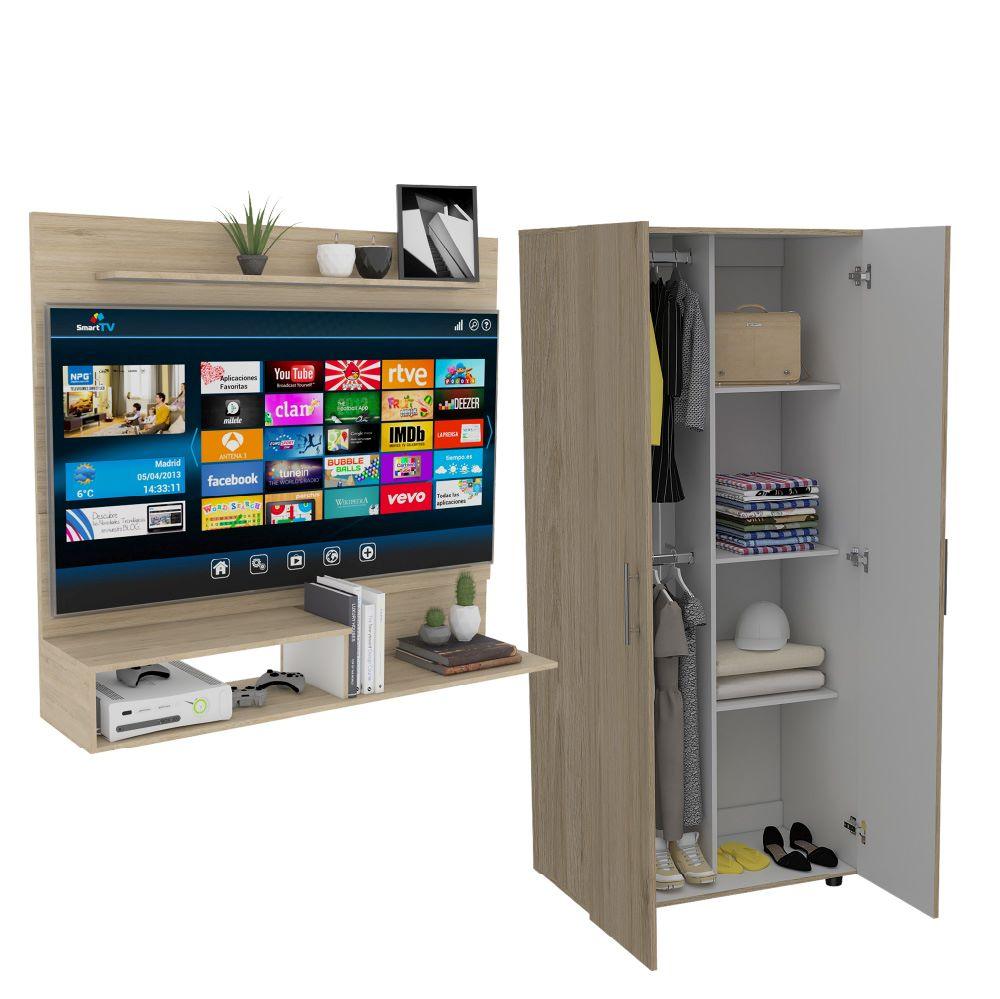 Combo para Habitación Raichel, incluye Panel de TV y Closet.