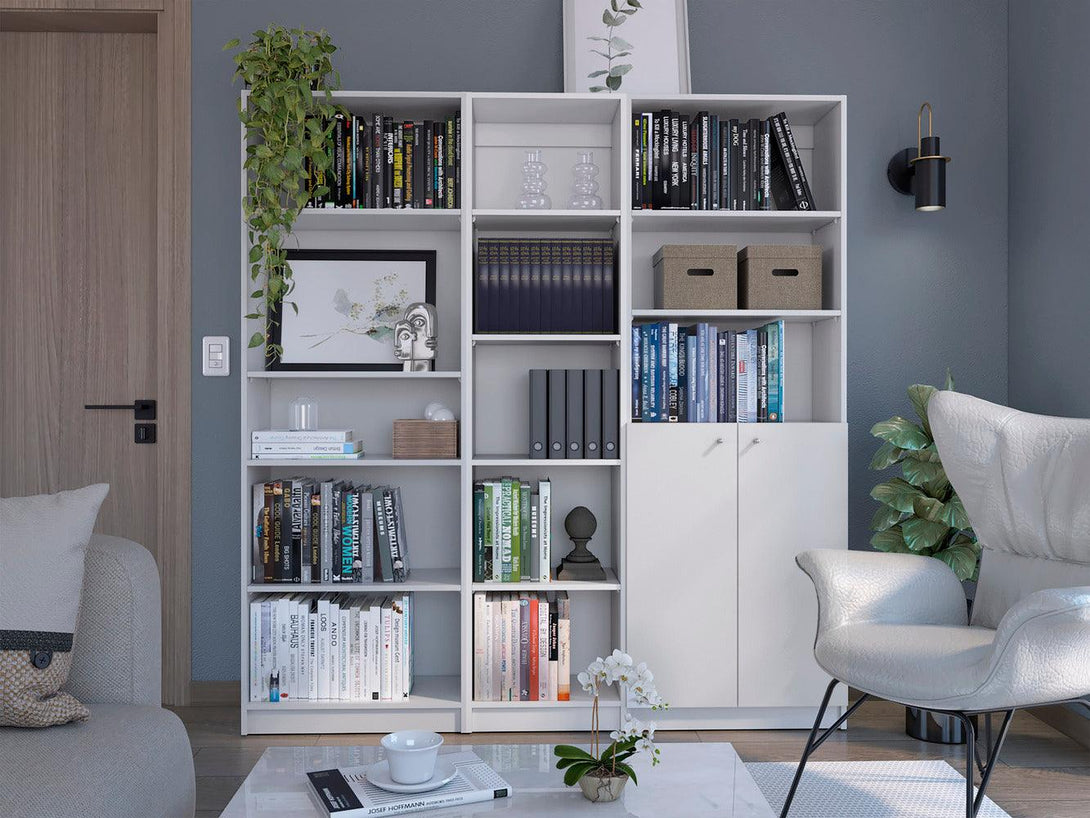 Combo de Bibliotecas Home Eco, Blanco, Incluye Tres Bibliotecas. - VIRTUAL MUEBLES