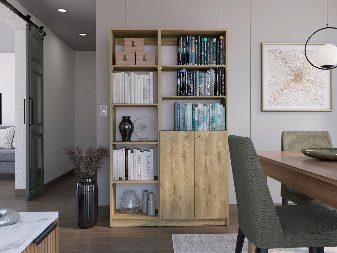 Combo de Bibliotecas Home Eco, Macadamia y Blanco, Incluye Dos Bibliotecas - VIRTUAL MUEBLES