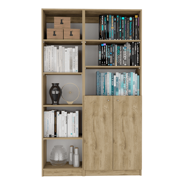 Combo de Bibliotecas Home Eco, Macadamia y Blanco, Incluye Dos Bibliotecas - VIRTUAL MUEBLES
