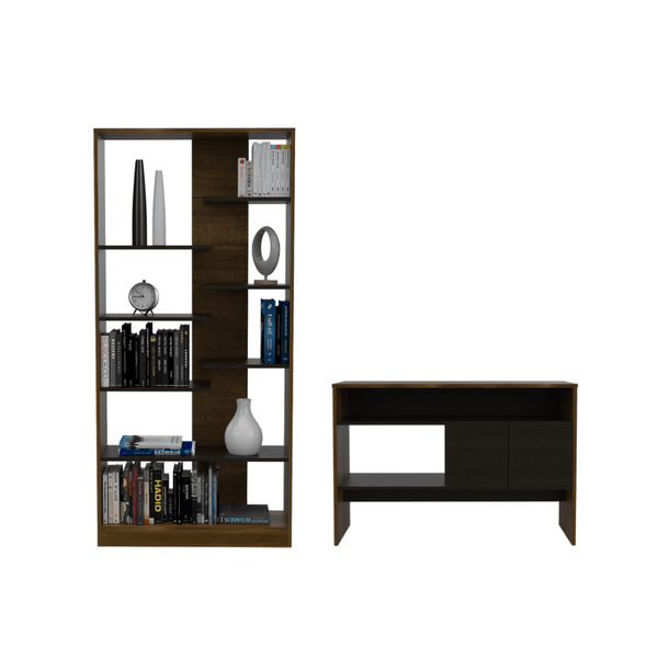 Combo Para Sala Maeve, Incluye Biblioteca Y Mesa Auxiliar.