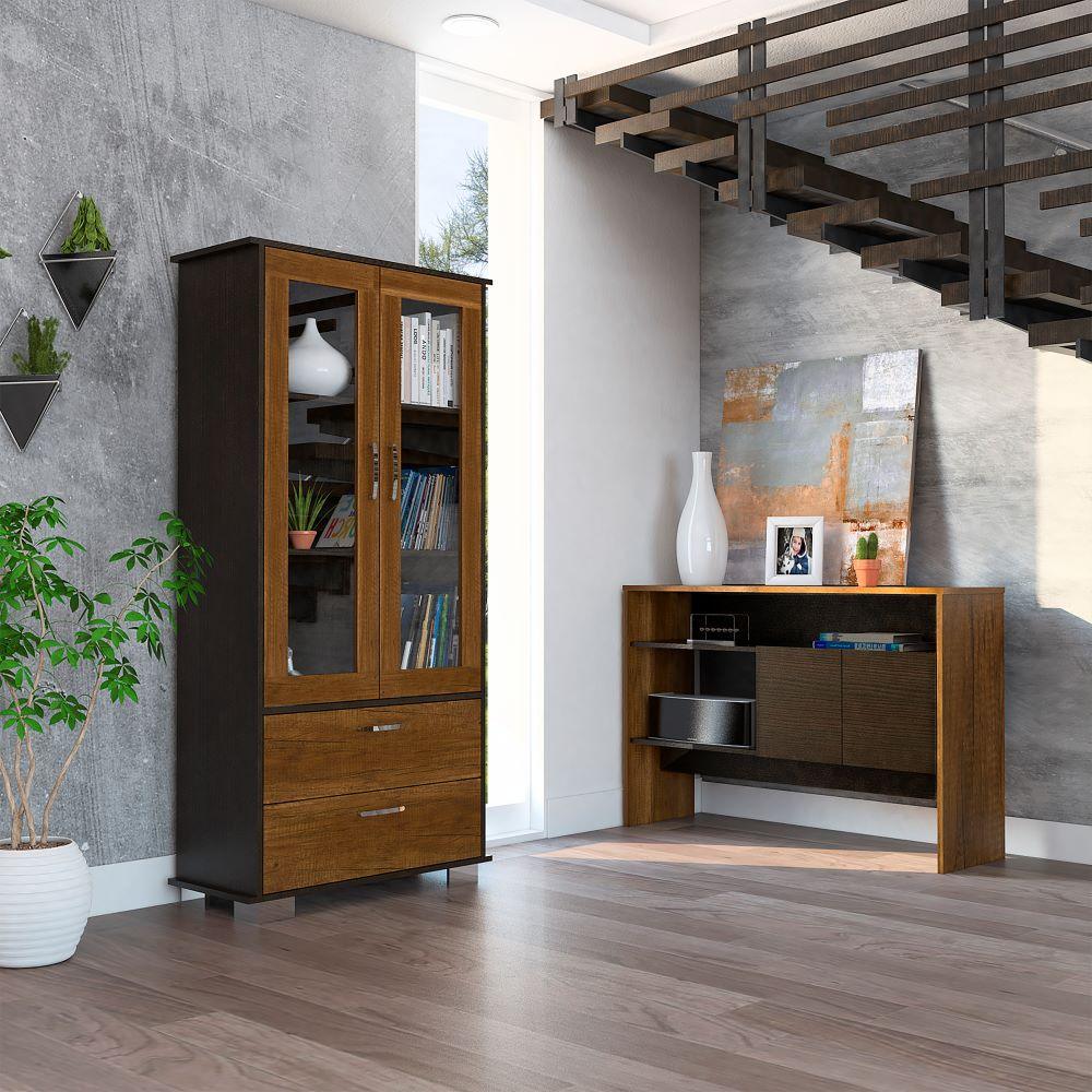 Combo Para Sala Atenas, Incluye Vitrina Y Mesa Auxiliar.