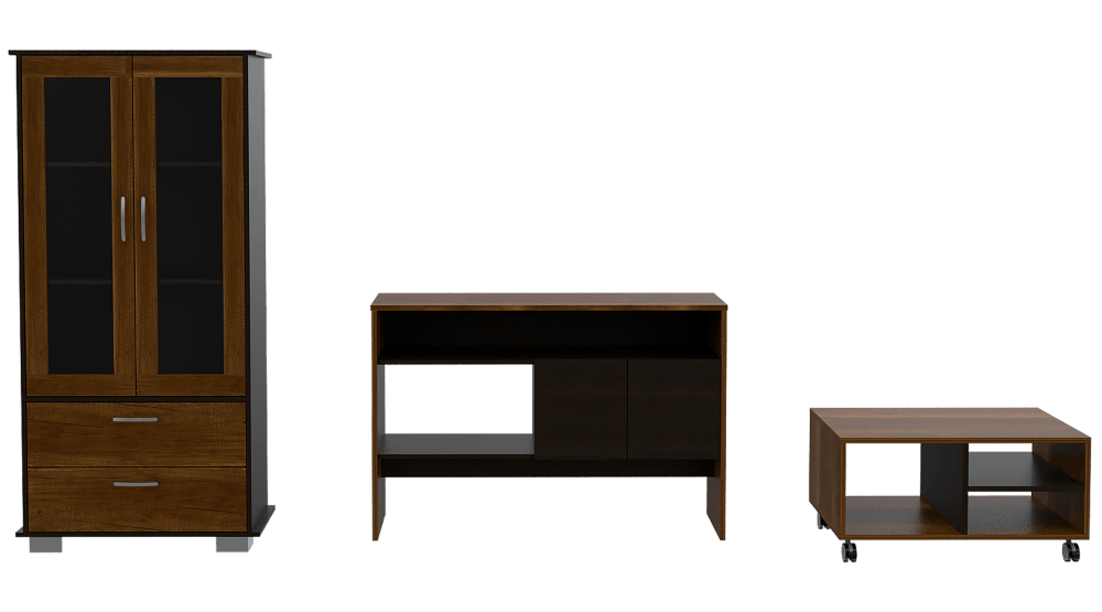 Combo Para Sala Magenta, Incluye Vitrina Mesa Auxiliar Y Mesa De Centro.