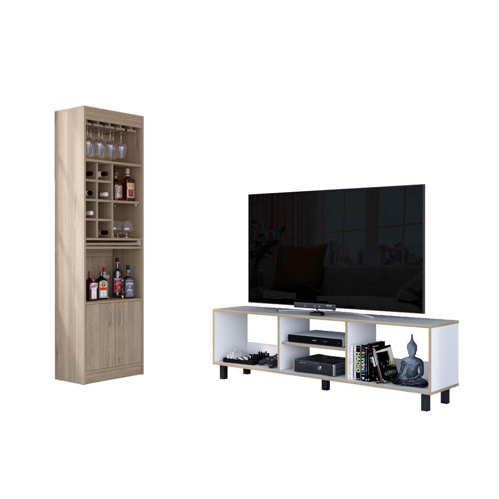 Combo Para Sala Palmira, Incluye Mesa Para Tv Y Bar.