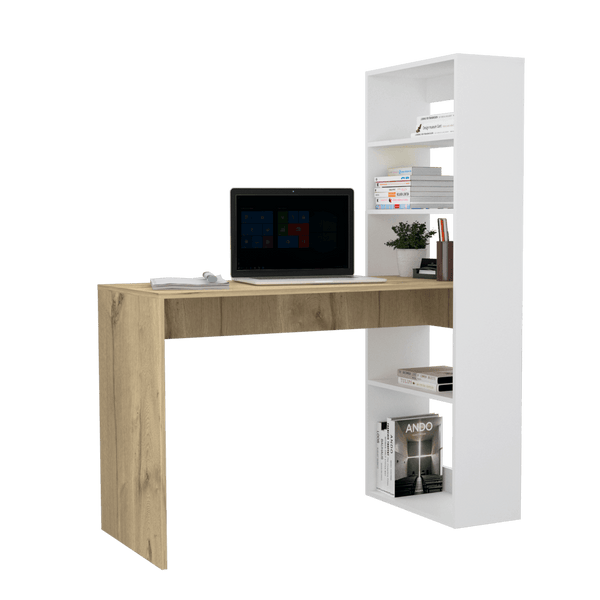 Escritorio Estantería Eloisa color Café claro y Blanco para Oficina.