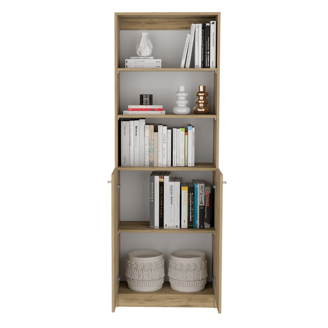 Combo de Bibliotecas Home, Macadamia y Blanca, Incluye Tres Bibliotecas de Cuatro y Cinco Entrepaños Sin Puertas. - VIRTUAL MUEBLES