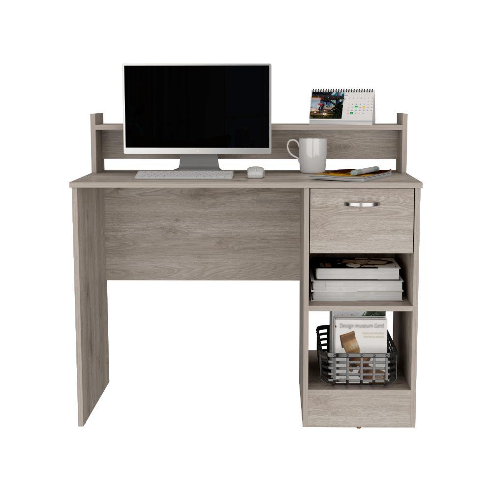 Escritorio Tulk, Humo, con Un Cajón Archivador ZF - VIRTUAL MUEBLES