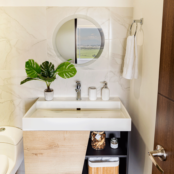 Espejo Circular Venezia, Gris, con Luz Led