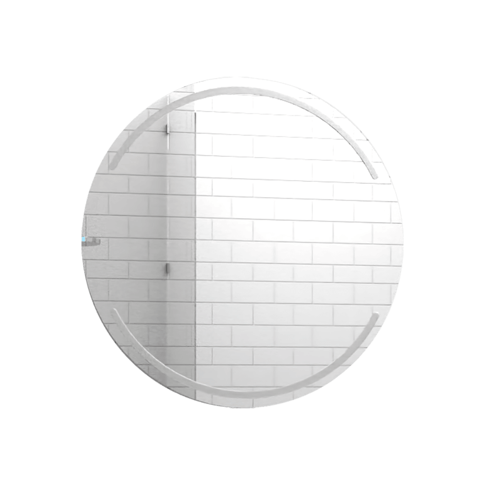 Espejo Dallas, Redondo con diseño en sandblasting en la parte superior e inferior - VIRTUAL MUEBLES