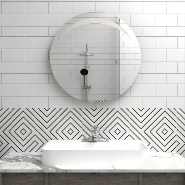 Espejo Bombay, en Forma Redonda con Diseño en Sandblasting en la parte superior - VIRTUAL MUEBLES