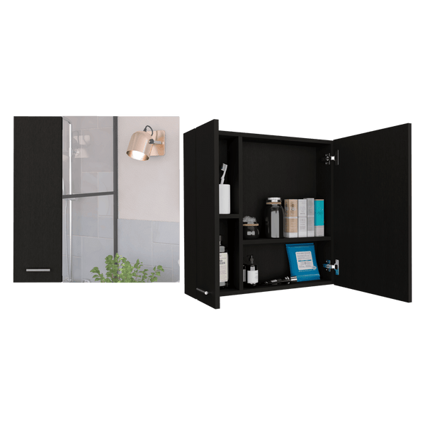 Gabinete de Baño Depp, Wengue, con Puerta Espejo Biselado y Dos Entrepaños ZF X2